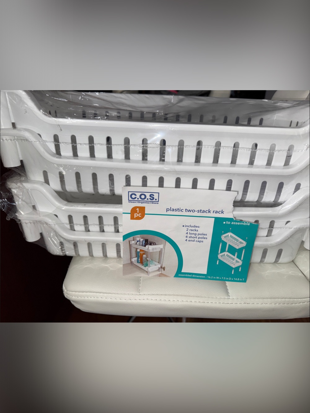 White Plastic Two-Stack Rack - White set of 2